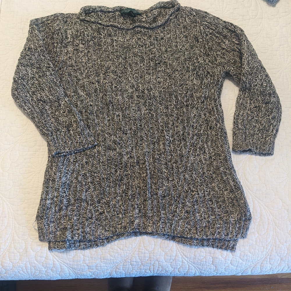 Ralph Lauren Black and White Cowl Neck Sweater